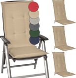 Beautissu Loft HL – Set van 4 Tuinkussens hoge Rug 120x50x6 cm Kussen Natuur Tuinstoelkussens Zitkussen Tuinstoel