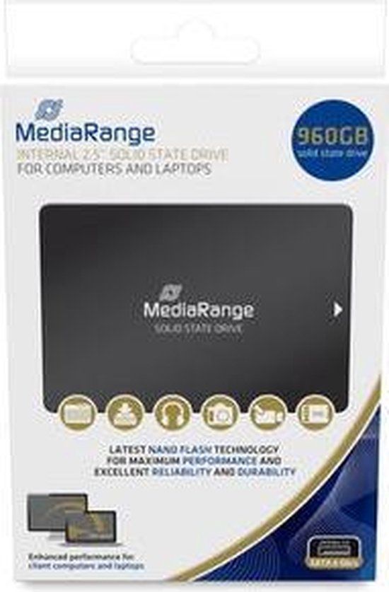 MediaRange interne SSD SATAIII 960 GB zwart Blister