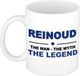 Bellatio Decorations Reinoud cadeau mok - man myth legend - naam koffiemok / beker - wit en blauw - 300 ml - verjaardag