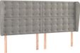 vidaXL Hoofdbord met randen 163x23x118/128 cm fluweel lichtgrijs
