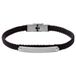 Lucardi - Heren Stainless steel herenplaatarmband gevlochten leer bruin - Armband - Staal - Zilverkleurig - 20 cm