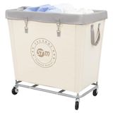 STORAGE MANIAC Commerciële wasmand met stevig stalen frame, 320 liter industriële wasmand met wielen voor hotels, thuis, wasruimtes, 80,5 cm lang, 49 cm breed en 78 cm hoog, groot, beige