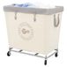 STORAGE MANIAC Commerciële wasmand met stevig stalen frame, 320 liter industriële wasmand met wielen voor hotels, thuis, wasruimtes, 80,5 cm lang, 49 cm breed en 78 cm hoog, groot, beige