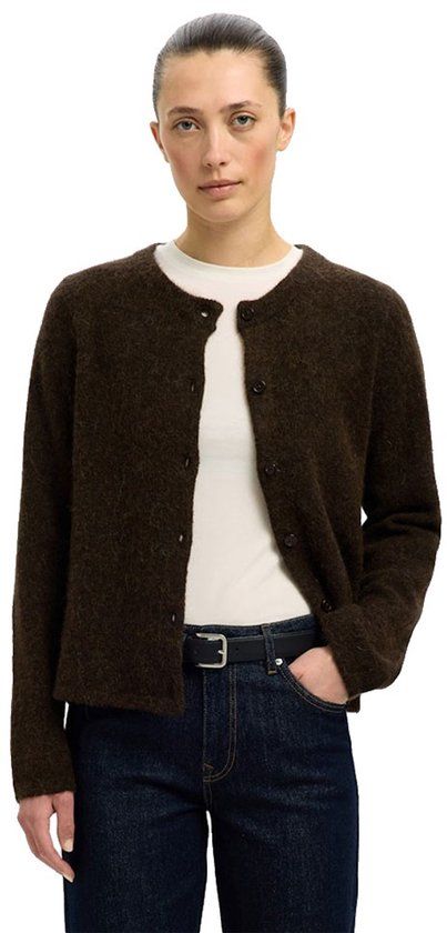 Selected Lulu New Cardigan Bruin L Vrouw