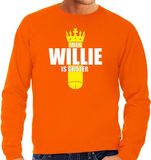 Bellatio Decorations Shoppartners Bv Koningsdag sweater mijn Willie is groter met kroontje oranje - heren - Kingsday outfit / kleding / trui XXL