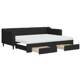 vidaXL Slaapbank met onderschuifbed en lades 80x200 cm stof zwart