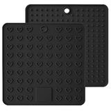 Baomasir 2 stuks siliconen isolatiemat honingraat pannenlappen antislip hittebestendig placemat voor pot pan kom, zwart