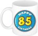 Bellatio Decorations Mok - 85 jaar - Blauw - 300 ml - Keramiek