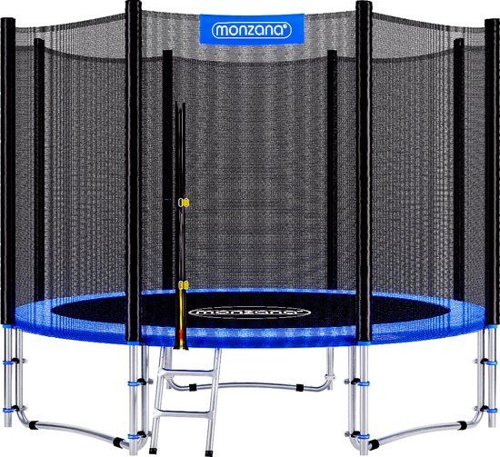 Monzana Trampoline - 244cm - Veiligheidsnet & Ladder - Zwart/Blauw