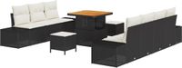 vidaXL Tuinbank - Set - 10 - st - Zwart - poly - rattan