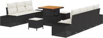 vidaXL Banc de jardin - Set - 10 - pièces - Noir - poly - rotin