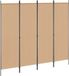 vidaXL 4-panelen roomdivider beige 200 x 180 cm stof