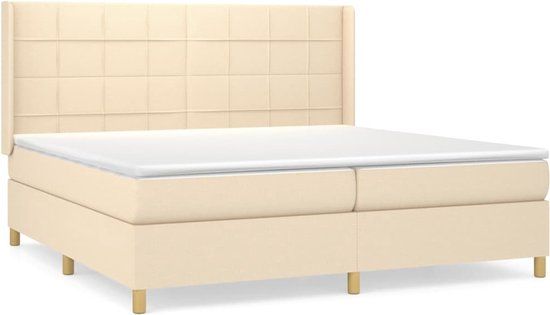 vidaXL Boxspring met matras stof crèmekleurig 200x200 cm