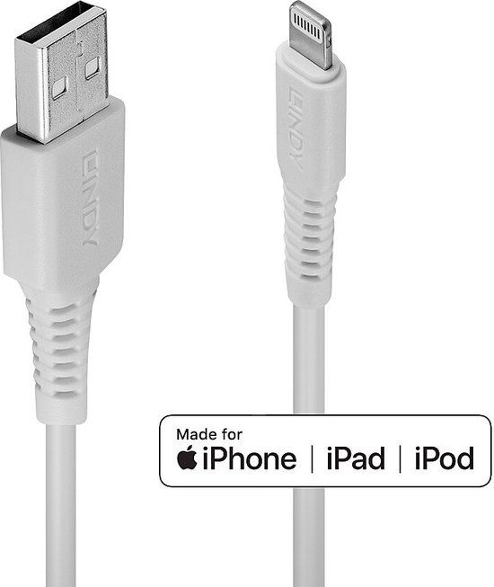 LINDY USB-kabel USB 2.0 USB-A stekker, Apple Lightning stekker 3.00 m Wit 31328
