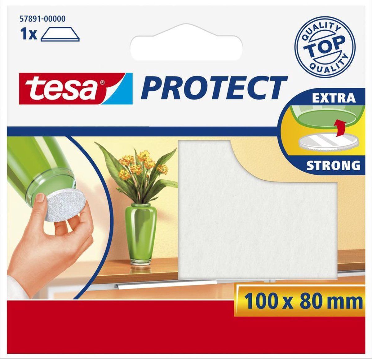 tesa Protect - Vloerbeschermers voor meubilair - Wit - Vilt - Rechthoek