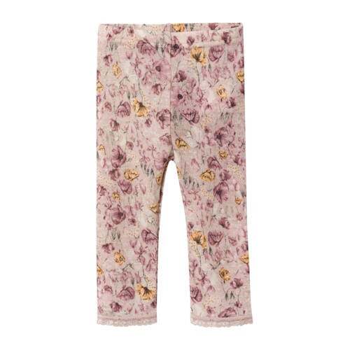 NAME IT NAME IT BABY baby wollen skinny broek NBFWANG met all over print paars/oranje/beige