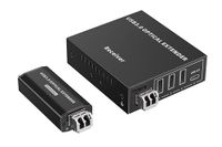 PremiumCord 4-poorts optische USB-extender tot 300 m, USB 3.2 SuperSpeed 5 Gbit/s, Multimode Vezel Extender, Metalen Behuizing Zwart