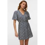 VERO MODA VMJOSIE SS WRAP SHORT DRESS WVN GA Dames Mini jurk L Viscose/Polyamide Donkerblauw