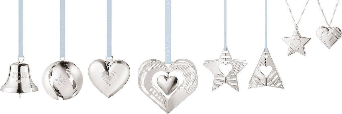 Georg Jensen Seasonal Christmas Collection 2019 Gift Set - Messing/Zink Legering - Set van 8 Stuks - Zilver - Hout - 5713275070214
