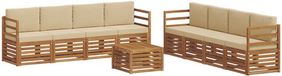vidaXL - Bank loungeset - Acacia hout - Natuurlijk en beige - 8 zitplekken