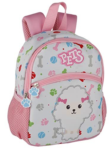 Toy Bags Pets Kinderrugzak - Poedelontwerp - Hoofdcompartiment en voor- en zijvakken - Ideaal voor kleuterschool - Neopreen stof - Gewatteerde rug en handvaten - 29 x 9 x 21 cm -