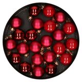Othmar Decorations mini kerstballen - 24x st - rood - glas - 2,5 cm
