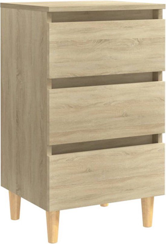 vidaXL Nachtkastje met houten poten 40x35x69 cm Sonoma eikenkleurig