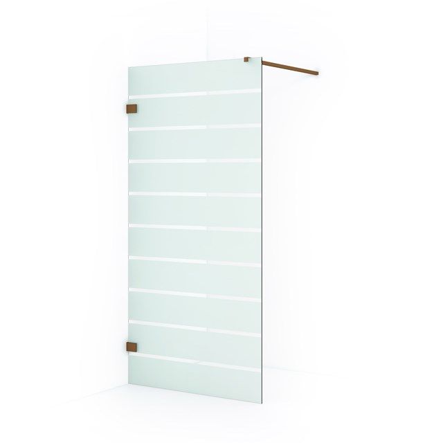 Maxaro Inloopdouche Diamond 90cm 8mm Helder Veiligheidsglas met Matte Strepen Koper