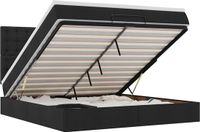 vidaXL Ottoman Bed with Mattress and LEDs 160x200cm Fabric Black
