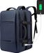 CarryQuest® - Sac à dos - 37 litres, extensible, étanche, avec port USB, convient pour ordinateur portable 17,3", bleu