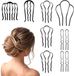 Shenzhen Haorui Industrial Technology Co., Ltd. Haar Zijkammen en Vork Clips - 10 Stuks Haarspelden Voor Updo Bun en Franse Twist - Metalen Haaraccessoires Voor Vrouwen
