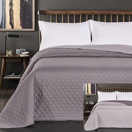 DecoKing Axel Bedsprei, dubbelzijdig doorgestikt, onderhoudsarm, 240 x 260 cm, zilver