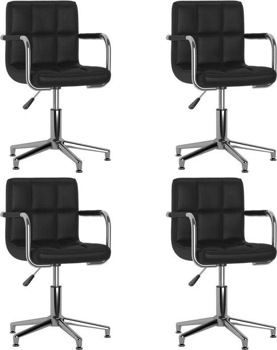 vidaXL Eetkamerstoelen draaibaar 4 stuks kunstleer zwart