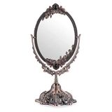 JUXYES Metalen tafelblad antieke decoratieve make-up spiegel met standaard