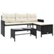 vidaXL Banc de jardin avec table et coussins, en forme de L, poly rotin, noir