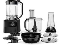 Klarstein Velaire Robot pâtissier avec mélangeur – Robot pâtissier multifonctionnel 1200 W, bol de 2 litres, mélangeur de 1,75 litre, gobelet to-go de 0,6 litre, 6 programmes, auto-nettoyage, presse-agrumes
