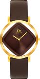 DANISH DESIGN IV18Q1300 Pico Square Choco Dames Polshorloge Leer Bruin Goudkleurig Staal 34mm