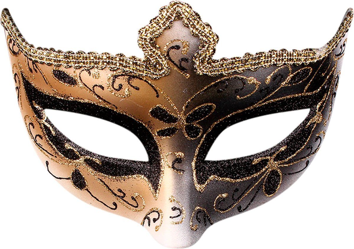 WiseGoods Luxe Venetiaans Masker Met Glitters - Zwart