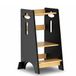 COSYLAND Tour d'apprentissage pour enfants, tour d'apprentissage en bois pour bébés de 1 à 6 ans, réglable en 3 positions, 80 cm, noir classique et naturel