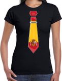 Bellatio Decorations Verkleed shirt voor dames - stropdas Spanje - zwart - supporter - themafeest XXL