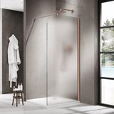 FortiFura Galeria Inloopdouche - 110x200cm - Mat Glas - Geborsteld Koper
