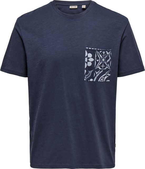 ONLY&SONS ONSPERRY LIFE REG LEAF SS POCKETTEE Heren T-shirt Blauw S