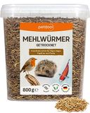 petifool Meelwormen, 800 g, gedroogde meelwormen, gezonde insectensnack voor schildpadden, vissen, vogels, reptielen en knaagdieren