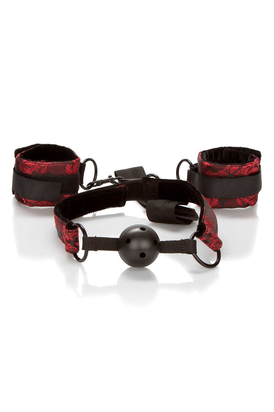 Scandal Set Breathable Ball Gag with Cuffs - 0716770085917