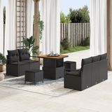 vidaXL Tuinbank Set 8-stuks 7-zitplaatsen Zwart