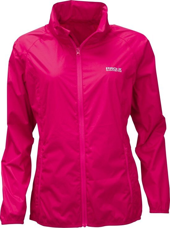 Pro-x Elements Ultra lichte regenjas "Packable" Cherry Pro X-Elements - Dames - 10000mm waterdicht - 3000gr/24u - windstopper - Kap in de kraag - Met opbergzakje