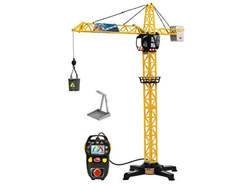 Dickie Toys 201139013 Giant Crane, elektrische speelgoedkraan, afstandsbediening, voor kinderen vanaf 3 jaar, 100 cm hoog, met lasthaken, kabellier, emmer en schep