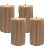 Merkloos Relaxdays LED-kaarsen - 4 stuks - 13xØ7,5 cm - Mokka