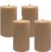 Merkloos Relaxdays LED-kaarsen - 4 stuks - 13xØ7,5 cm - Mokka
