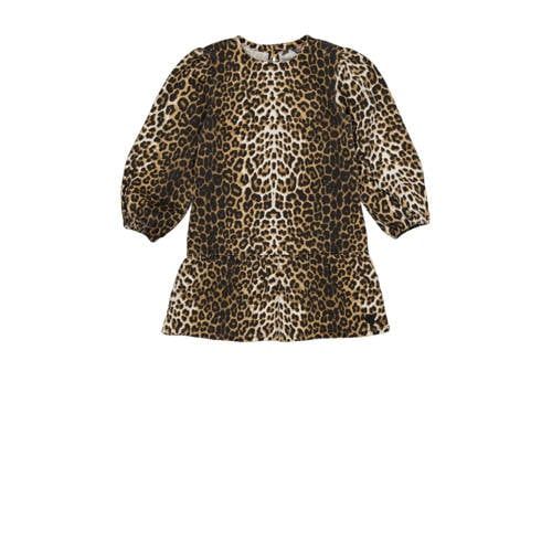 Quapi x Monique Smit korte jurk met panterprint bruin